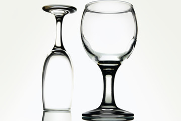 transparent wine glasses isolated on white background