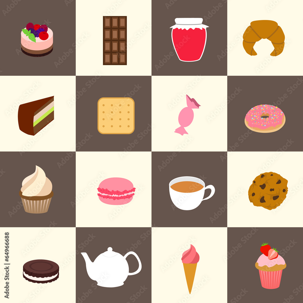 Poster sweets icons set