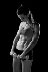 woman athlete working with weights