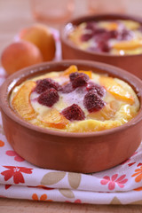 Apricot and raspberry clafoutis