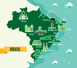 Landmark Brazil map silhouette icon