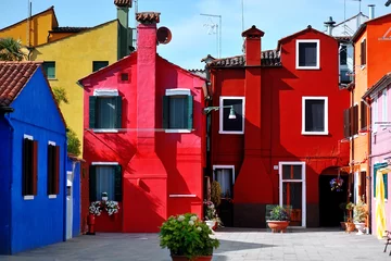 Fototapete Rund Venice, Burano island, colorful houses, Italy © tanialerro
