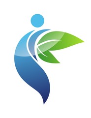 people health logo, nature human active icon, leaves design symbol