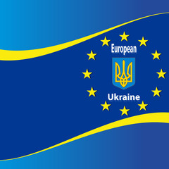 Ukrainian and European flag.