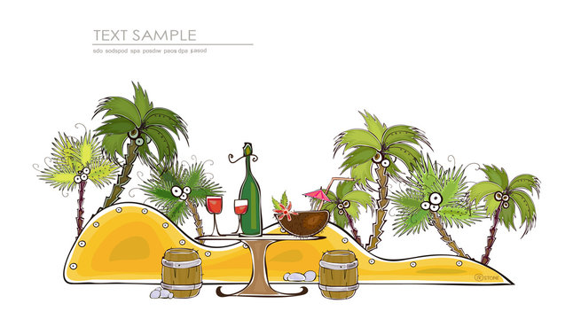Jungle cafe, travel Illustration, Happy world collection