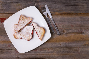 Strawberry jam panini sprinkled with sugar