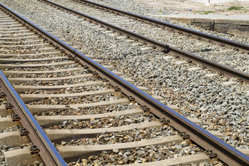 train rails, detail of railways in Spain