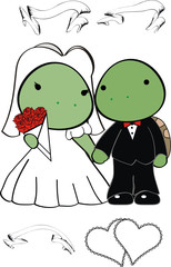 turtle cartoon wedding set
