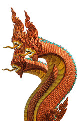 Thai style dragon statue White background