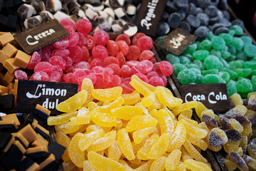 Mixed colorful candies background