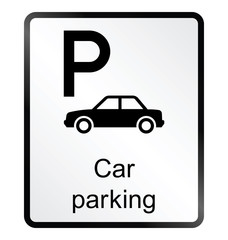 Monochrome Car parking public information sign