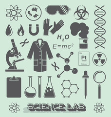 Vector Set: Scientist Lab Icon and Symbols
