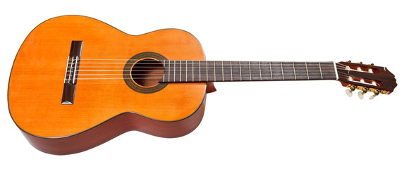 Naklejka na ściany i meble classical acoustic guitar isolated on white