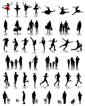 Set of silhouettes of people 3, vector