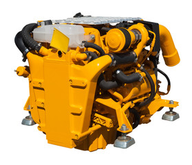 yellow engine over white