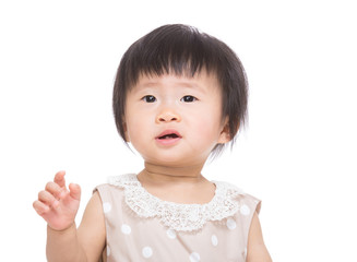 Asian baby girl hand up