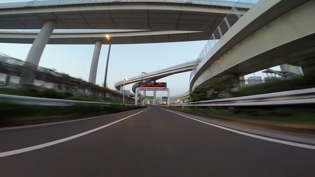 Twilight drive of Tokyo Bay Area