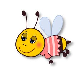 Cute smiling bee-isolated on white