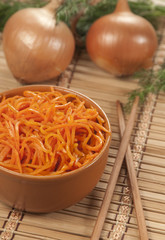 Korean Salad on a bamboo napkin