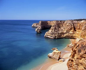 Foto op Plexiglas Marinha Beach, Algarve, Portugal Strand en kustlijn, Praia da Marinha, Portugal.