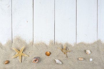 Fondo en blanco de vacaciones verano y playa para publicidad