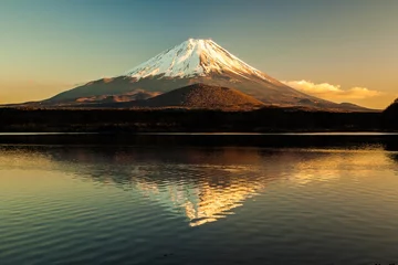 Papier Peint photo autocollant Mont Fuji Mont Fuji et lac Shoji, classés au patrimoine mondial