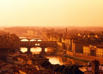 Fototapeta na wymiar River Arno at sunset, Florence, Italy © Arena Photo UK