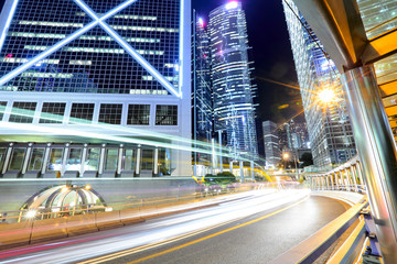 Fototapeta na wymiar Traffic in Hong Kong at night