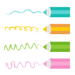 Colored pencil set. Isolated. Flat design.