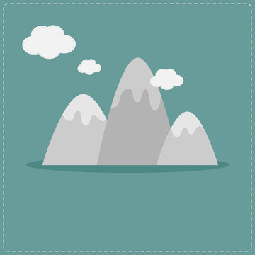Mountain and clouds. Template. Flat design style.
