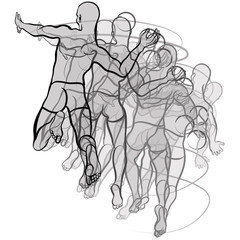 handball players illustration on white background