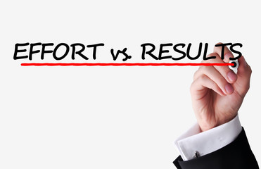 Effort vs results text on transparent background