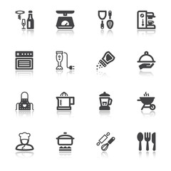 Cooking flat icons with reflection