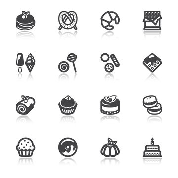 Desserts flat icons with reflection