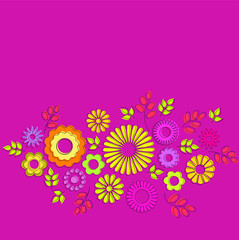 Floral background with summer flowers and leaves