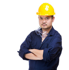 Asian construction worker isolated