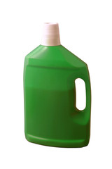 Grüne Putzmittel Flasche freigestellt auf weißem Hintergrund