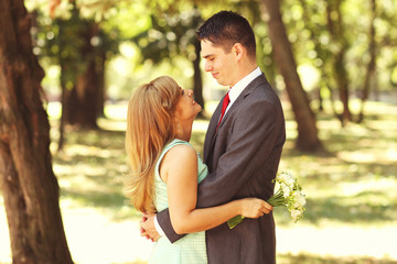 Fototapeta premium Happy beautiful couple celebrating