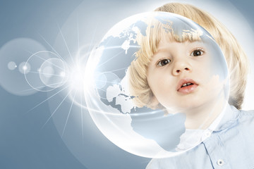 Curious boy - Globe - Entrepreneur - world of possibilities - 64985816