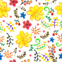 Fototapeta na wymiar Bright Seamless watercolor color floral background