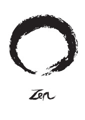 Zen Buddhism Circle Symbol Enso on White Background