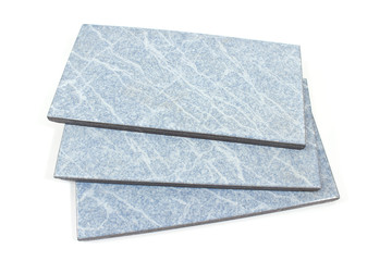 Blue ceramic tiles on white