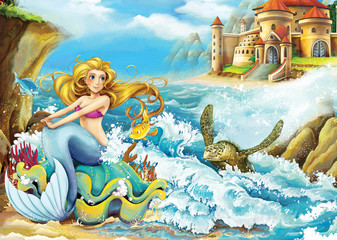 Fototapeta na wymiar Cartoon fairy tale - illustration for the children