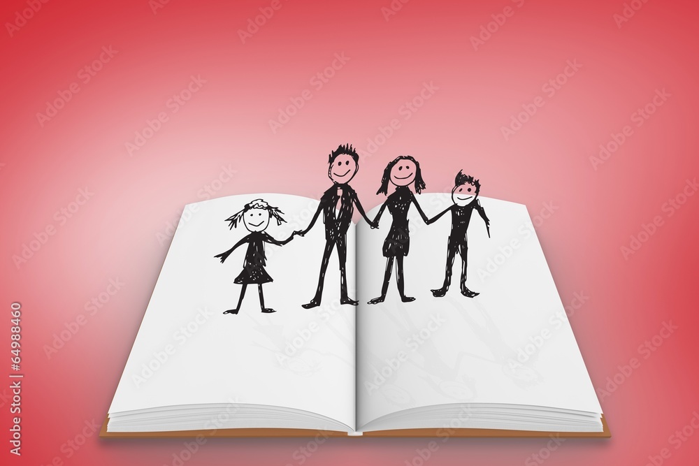 Poster composite image of happy family on open book