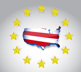 stars and us flag map illustration design over