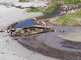 Fototapeta premium Small dam made by children