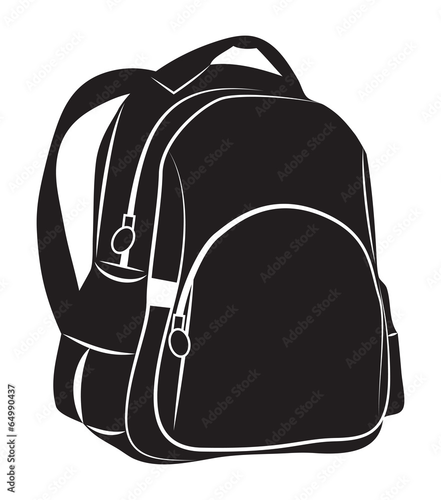 Wall mural backpack on white background