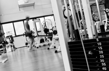 diverse equipment and machines at the gym room 