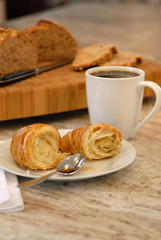 Fresh croissant and coffee