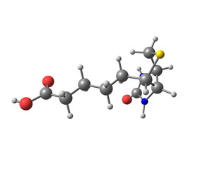 Biotin (B7) molecular structure on white background
